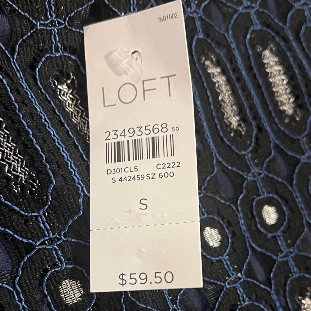 Loft Navy Blue Patterned Blouse - image 5